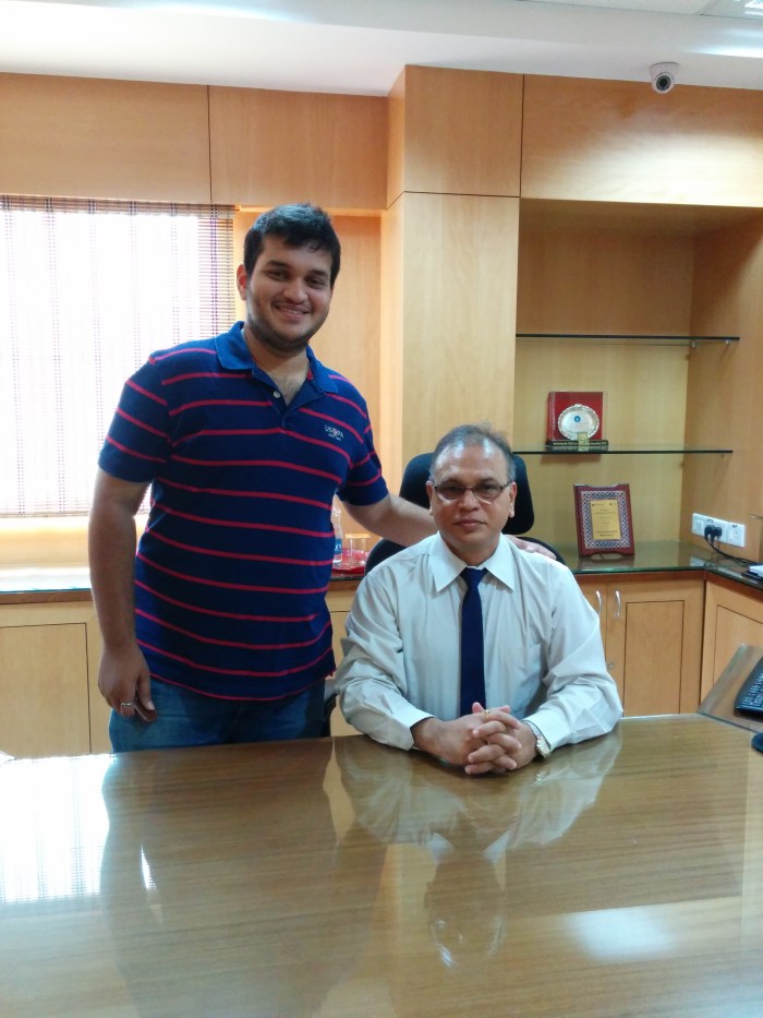 With Dad at his workspace