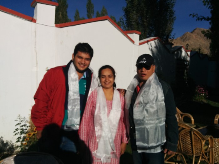 The Family at the hotel In Leh